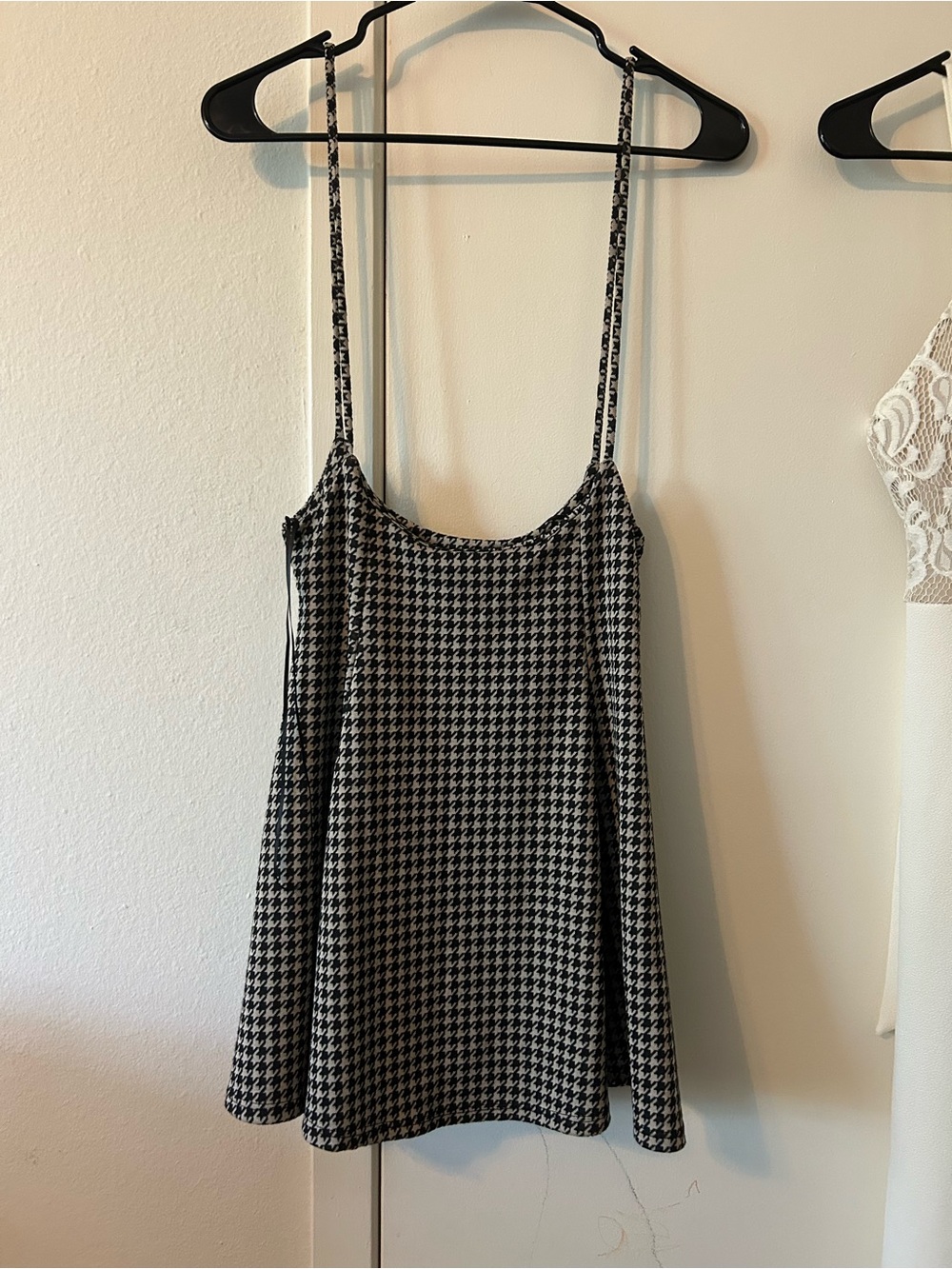 Lovely Day Black and White Houndstooth Suspender Skirt